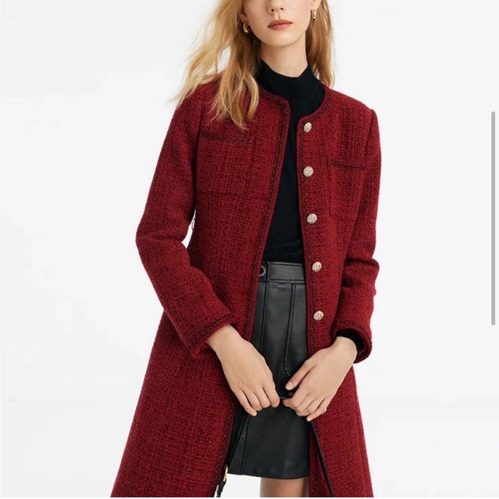 Elegant Burgundy Blazer with Gold Accents